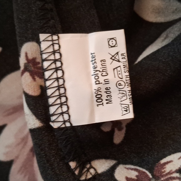 Silky,Sexy,Black with Pink Roses,Off Shoulder,Mini Dress with Long Bell Sleeves - Picture 10 of 11